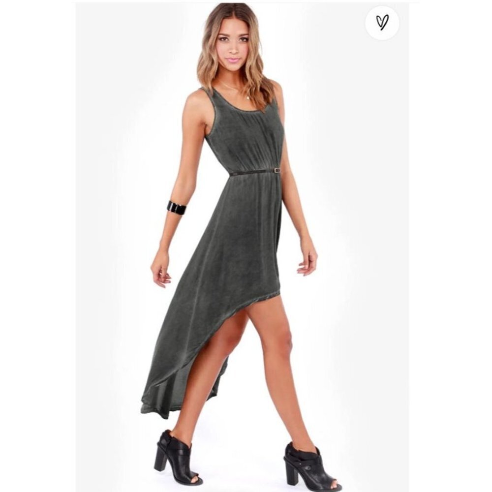 Others Follow Dress Women's S Grey High Low Maxi Sleeves Grunge Rock Boho Casual